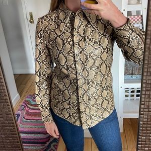 Zara snake print leather button down